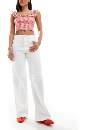 ONLY Vaqueros blancos de talle alto y pernera ancha Blush de