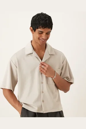 ASOS Camisa de corte cuadrado extragrande estilo años 90 de tejido efecto neopreno de (parte de un conjunto)-Neutro