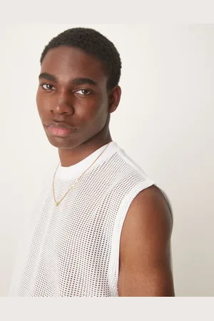 ASOS Camiseta blanca de corte cuadrado extragrande sin mangas de malla calada de