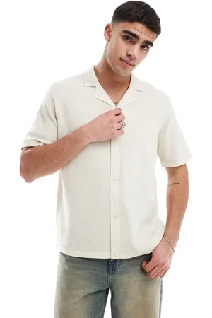 JJ Polo beis abotonado con cuello de solapas de punto de -Neutro