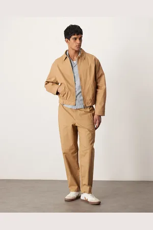ASOS Pantalones de vestir color de corte tapered extragrande con cinturilla elástica de tejido aterciopelado rico en algodón de (parte de un conjunto)-Neutro