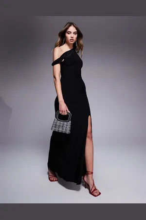 Fashionkilla Vestido largo asimétrico y ceñido con diseño moldeador doble de