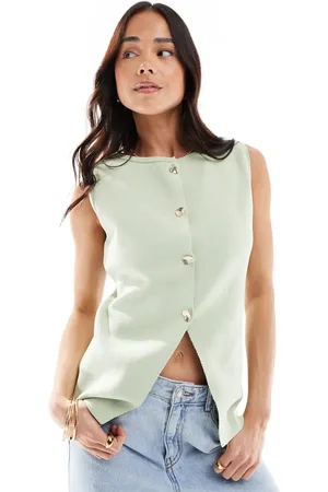 ASOS Chaleco con botones dorados en la parte delantera de punto de