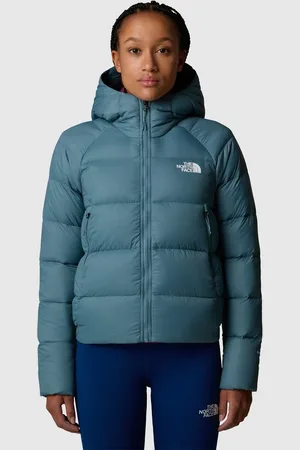 The North Face Chaqueta azul tormentoso con capucha de plumón Hyalite de