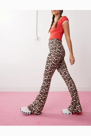 Noisy May Pantalones de talle alto con estampado de leopardo de -Marrón