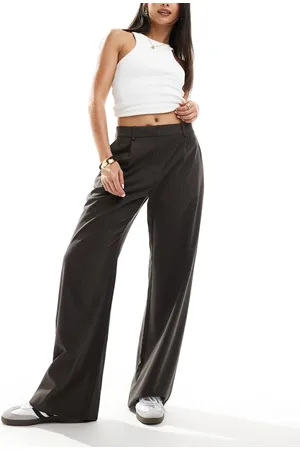 Weekday Pantalones grises holgados de talle medio con pinzas delanteras Drew de