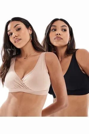 Lindex Pack de 2 sujetadores de color negro y beis con diseño cruzado de Maternity