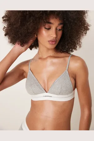Calvin Klein Sujetador gris triangular sin forro de modal acanalado de