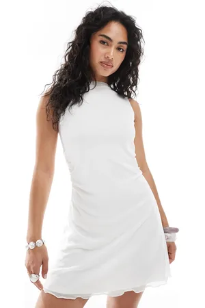JJXX Vestido corto blanco de malla de