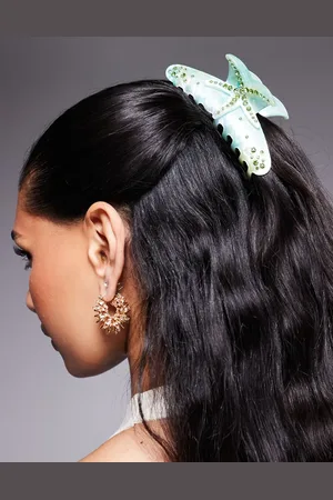 Kaiia Pinza para el cabello y verde con diseño de estrella de mar y strass de