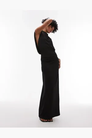 MANGO Vestido largo sin mangas con caída lateral de