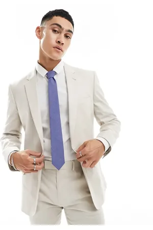 ASOS Chaqueta de traje color entallada de lino de -Beis neutro