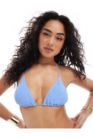 Monki Top de bikini triangular con diseño anudado de tejido rugoso Mix & Match exclusivo en ASOS de