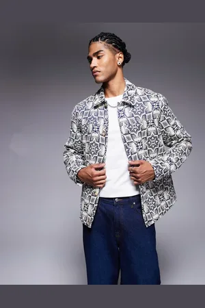 ASOS Chaqueta Harrington color con patrón de croché de jacquard de -Multicolor