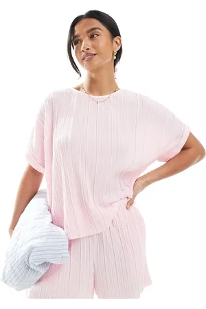 VERO MODA Camiseta rosa plisada de (parte de un conjunto)