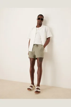 ASOS Pantalones muy cortos caquis de corte slim de mezcla de lino de -Verde