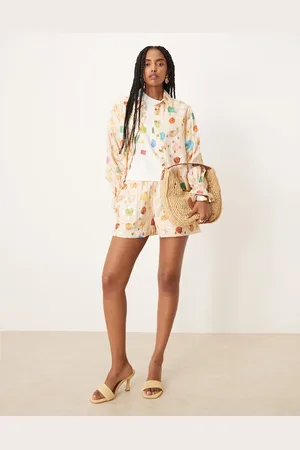 Never Fully Dressed Camisa color con estampado de conchas multicolores de (parte de un conjunto)-Blanco