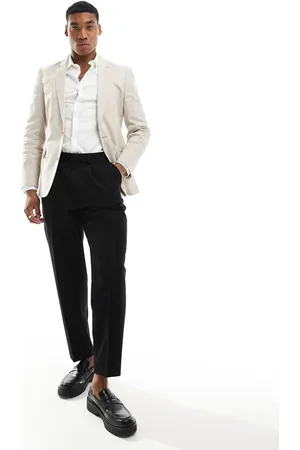 ASOS Chaqueta de traje color entallada de mezcla de lino de -Beis neutro