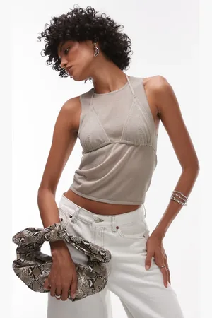 MANGO Top masilla sin mangas con diseño 2 en 1 premium de la colección cápsula de -Neutro