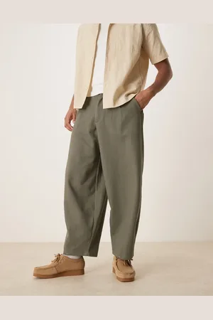 ASOS Pantalones caquis de pernera barrel de sarga de -Verde