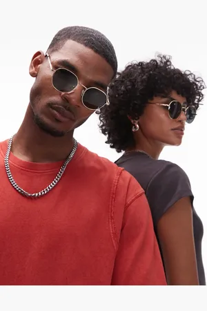 Le Specs Gafas de sol con montura redondeada de metal y lentes verdes polarizadas Odyssey de -Plateado