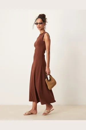 ASOS Vestido veraniego midi sin mangas de algodón de