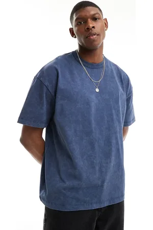 ASOS Camiseta azul lavado extragrande de tejido grueso de 220 g/m2 de -Azul marino