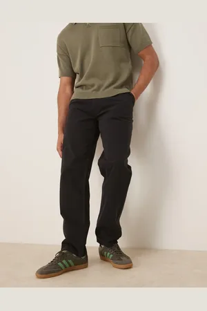 ASOS Pantalones chinos negros de pernera recta con pinzas de