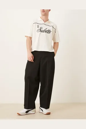 ASOS Pantalones de vestir negros de corte tapered ancho de