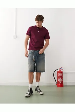 Weekday Pantalones cortos vaqueros azules holgados con lavado oscuro descolorido Galaxy de