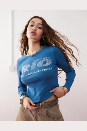 COLLUSION Camiseta entallada de manga larga con estampado "Rio" de