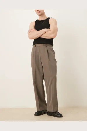 ASOS Pantalones de vestir marrón de corte globo con pinzas delanteras de