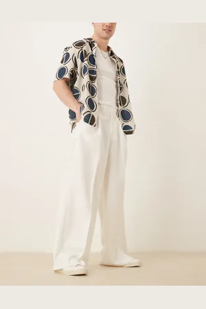 ASOS Pantalones de vestir blancos de corte suelto con pinzas delanteras de