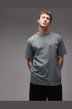 Topman Camiseta verde lavado extragrande de