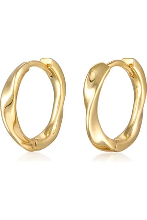 Elli Pendientes dorados de estilo criollo con diseño retorcido para mujer de