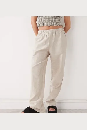 Monki Pantalones de lino exclusivos en ASOS de -Neutro
