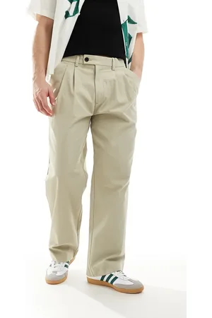 JACK & JONES Pantalones beis de corte ancho con pinzas Bill de -Neutro