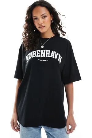JJXX Camiseta negra extragrande con estampado "Kobenhavn" de