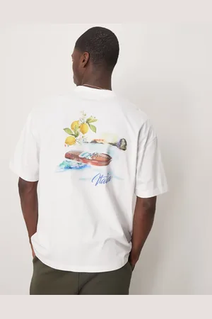 ASOS Camiseta blanca extragrande con estampado gráfico veraniego de -Blanco