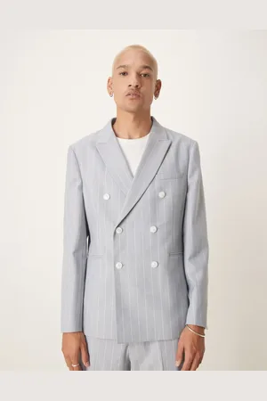 ASOS Chaqueta de traje azul de corte slim con raya diplomática de