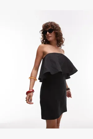 MANGO Vestido corto con tiras desmontables y diseño de capa de volantes de