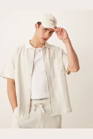 Calvin Klein Sobrecamisa blanco hueso de punto gofrado grueso de -Neutro