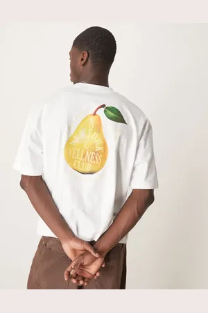 ASOS Camiseta blanca de corte cuadrado extragrande con estampado gráfico de fruta de -Blanco