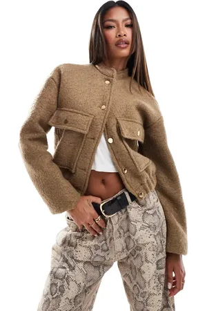 Style Cheat Chaqueta bomber de bouclé de -Beis neutro