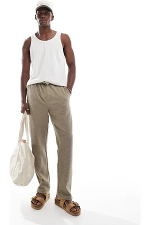 Only & Sons Pantalones marrón lavado de tejido texturizado de