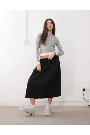 COLLUSION Falda larga negra de talle bajo con lazada de -Multicolor