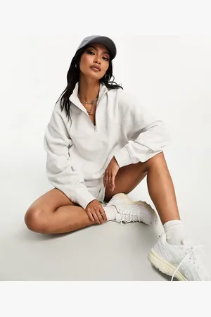 ASOS Sudadera color hielo jaspeado con media cremallera de -Gris