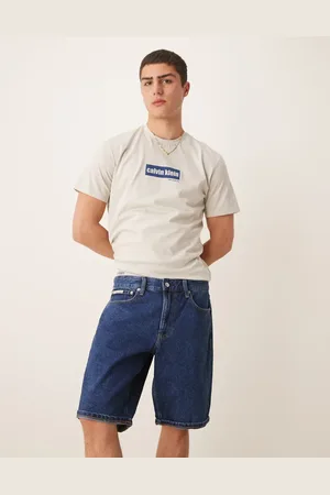 Calvin Klein Pantalones cortos vaqueros de corte estándar con lavado oscuro de -Azul
