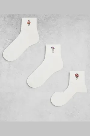 ASOS Pack de 3 pares de calcetines color de caña baja con setas bordadas de -Blanco