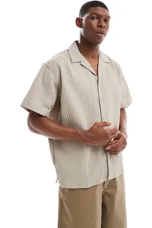 JACK & JONES Camisa resort tostada de manga corta de -Neutro